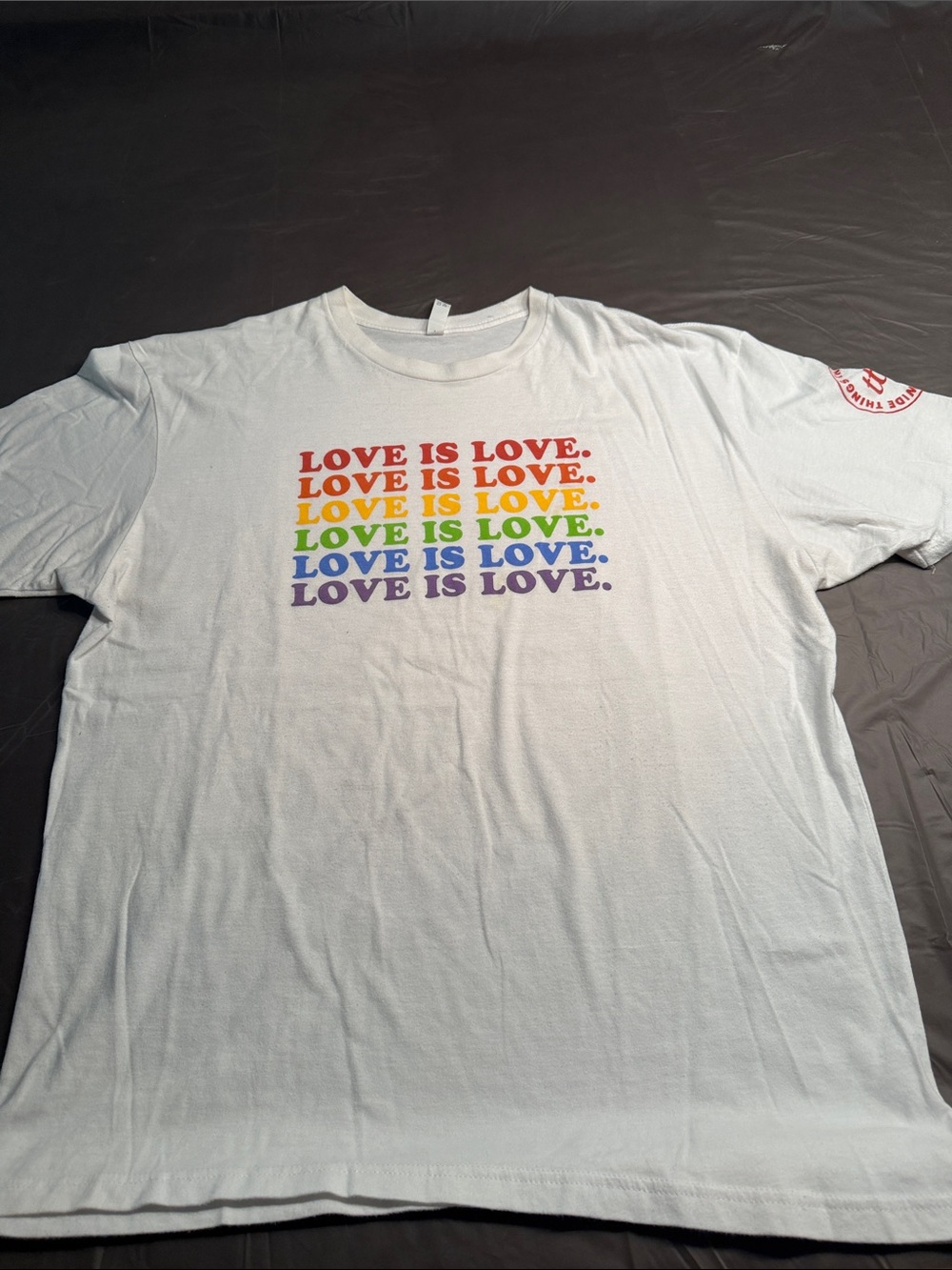 White Men's 'Love Is Love' Rainbow Print Short Sleeve Tee